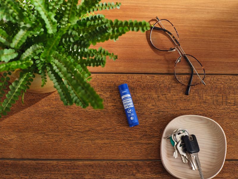 Dr. Bronner's Bálsamo Labial Orgánico Menta, Fórmula Hidratante y Refrescante con Aceites Esenciales, Pack de 6 Unidades