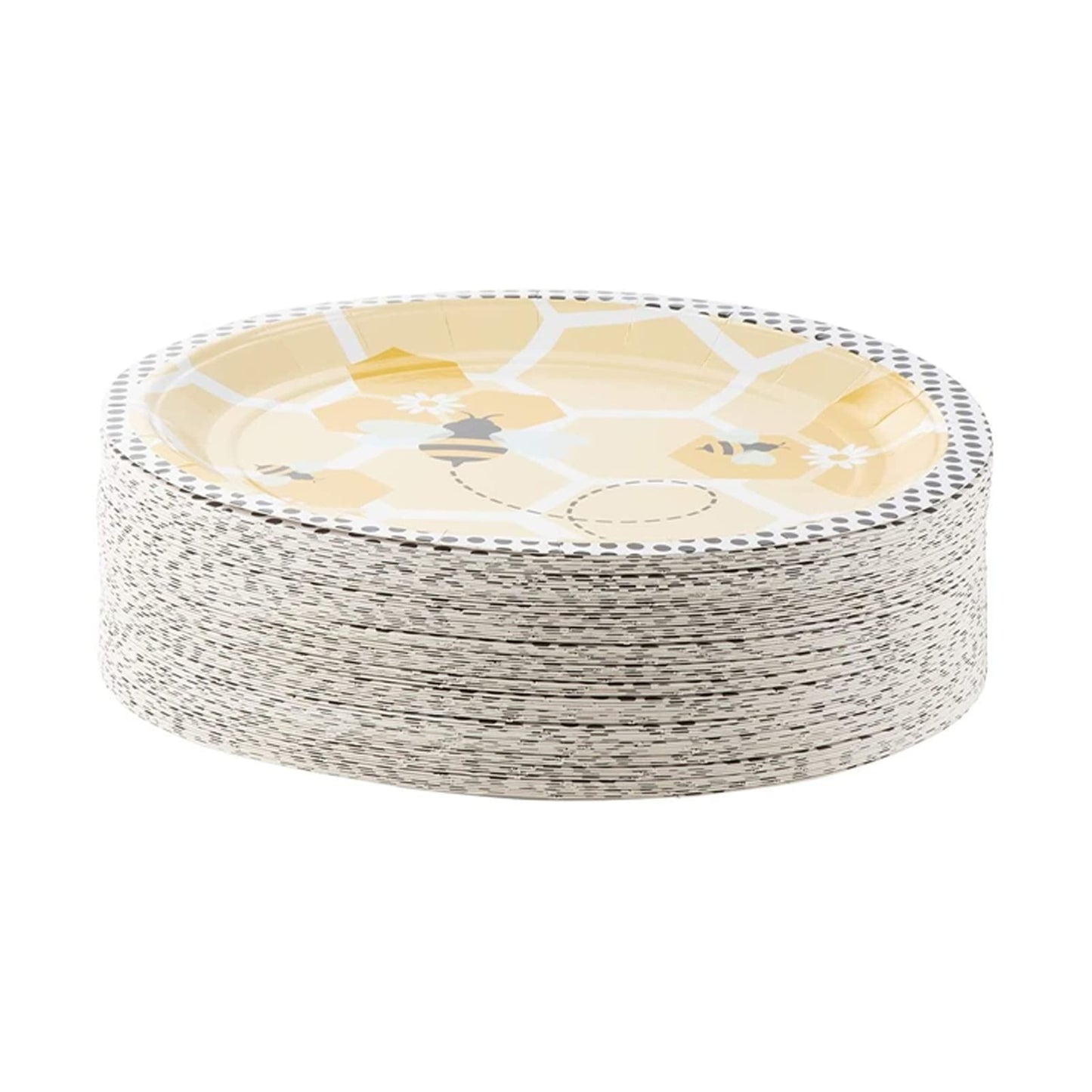 BLUE PANDA - Paquete de 80 platos de papel de abejorro para revelar el género, suministros de baby shower y fiesta de cumpleaños, platos temáticos de abejorro de 9 pulgadas