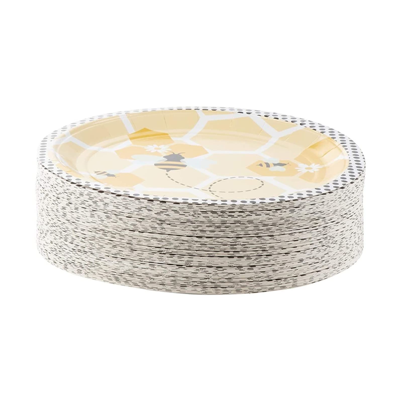 BLUE PANDA - Paquete de 80 platos de papel de abejorro para revelar el género, suministros de baby shower y fiesta de cumpleaños, platos temáticos de abejorro de 9 pulgadas