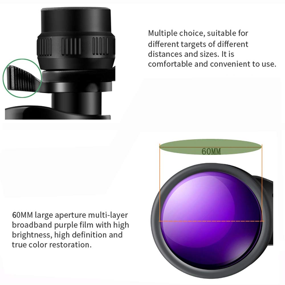 BORWOLF - Prismáticos profesionales de alta ampliación HD de 12 a 36 x 60 pulgadas, telescopio de caza al aire última intervensión, prismáticos de alta potencia para observación de aves
