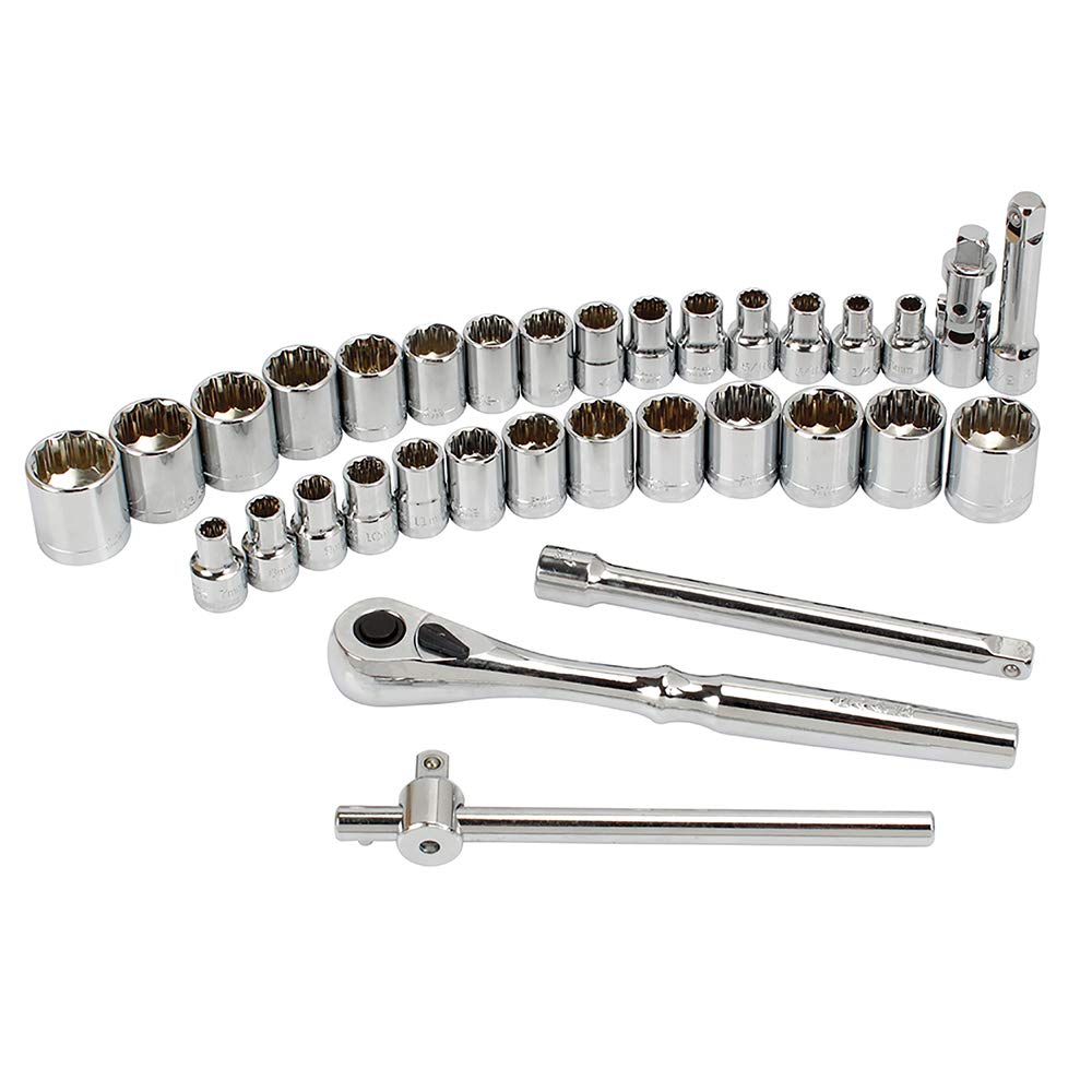 Juego de Dados y Accesorios Urrea 33 Piezas Estuche Plástico 3/8 Pulgadas