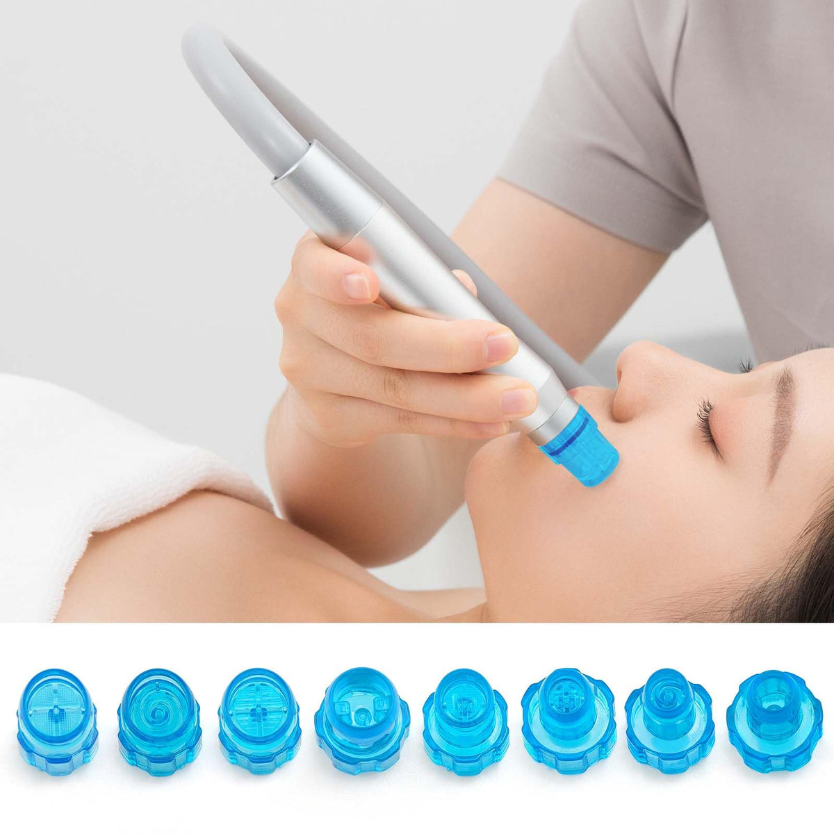 Facial Care Face Cleaning Tool Skin Beauty Set Hydro Dermabrasion Water Peeling 8pcs Elitzia ETAF133T (azul)