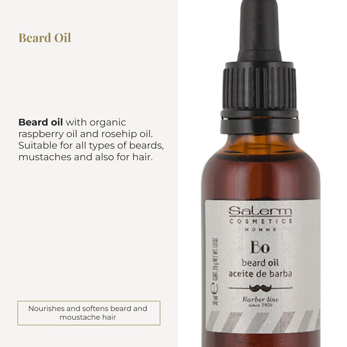 Salerm Homme Beard Oil, 1.0 Ounce/30 ML