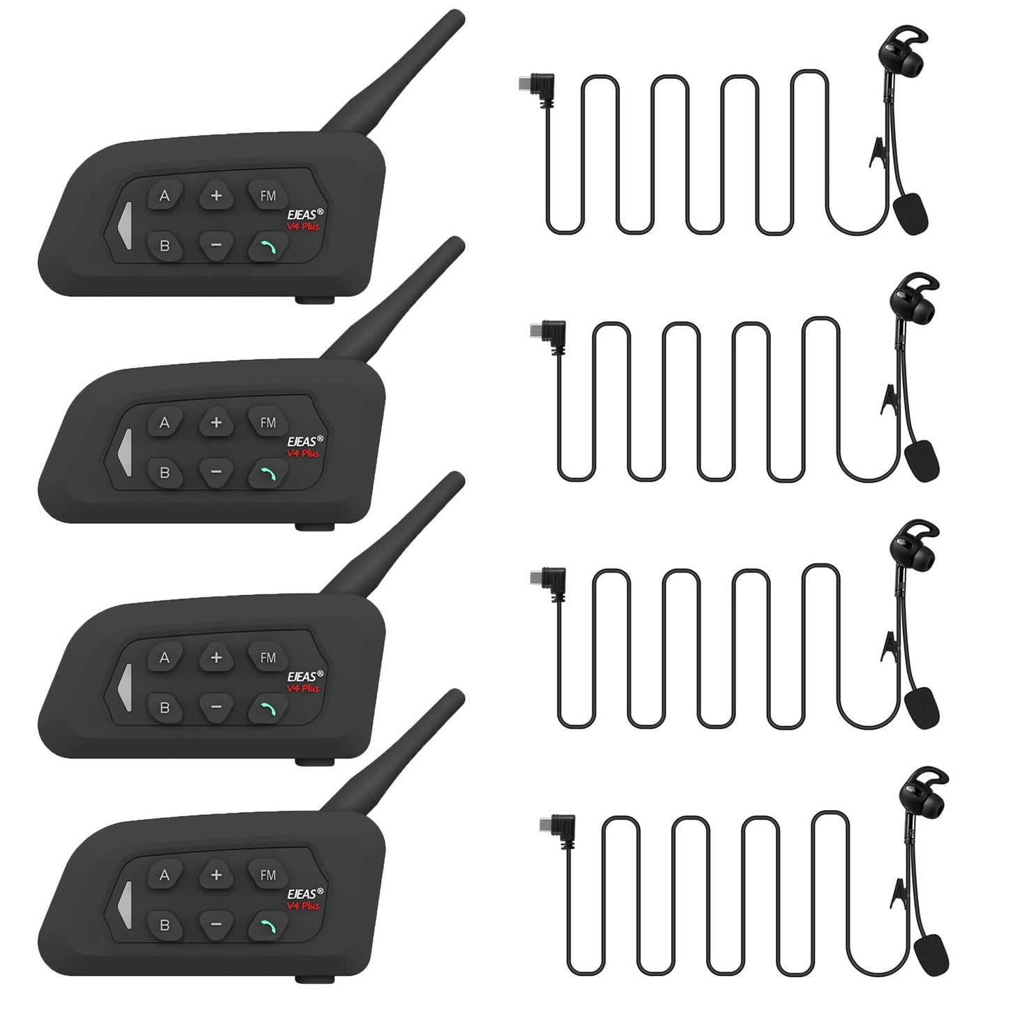 MIMIRACLE - Auriculares para árbitros para 4 personas, tipo C, oído derecho, sistema de comunicación profesional para árbitros con brazaletes para auriculares, intercomunicador Bluetooth para fútbol