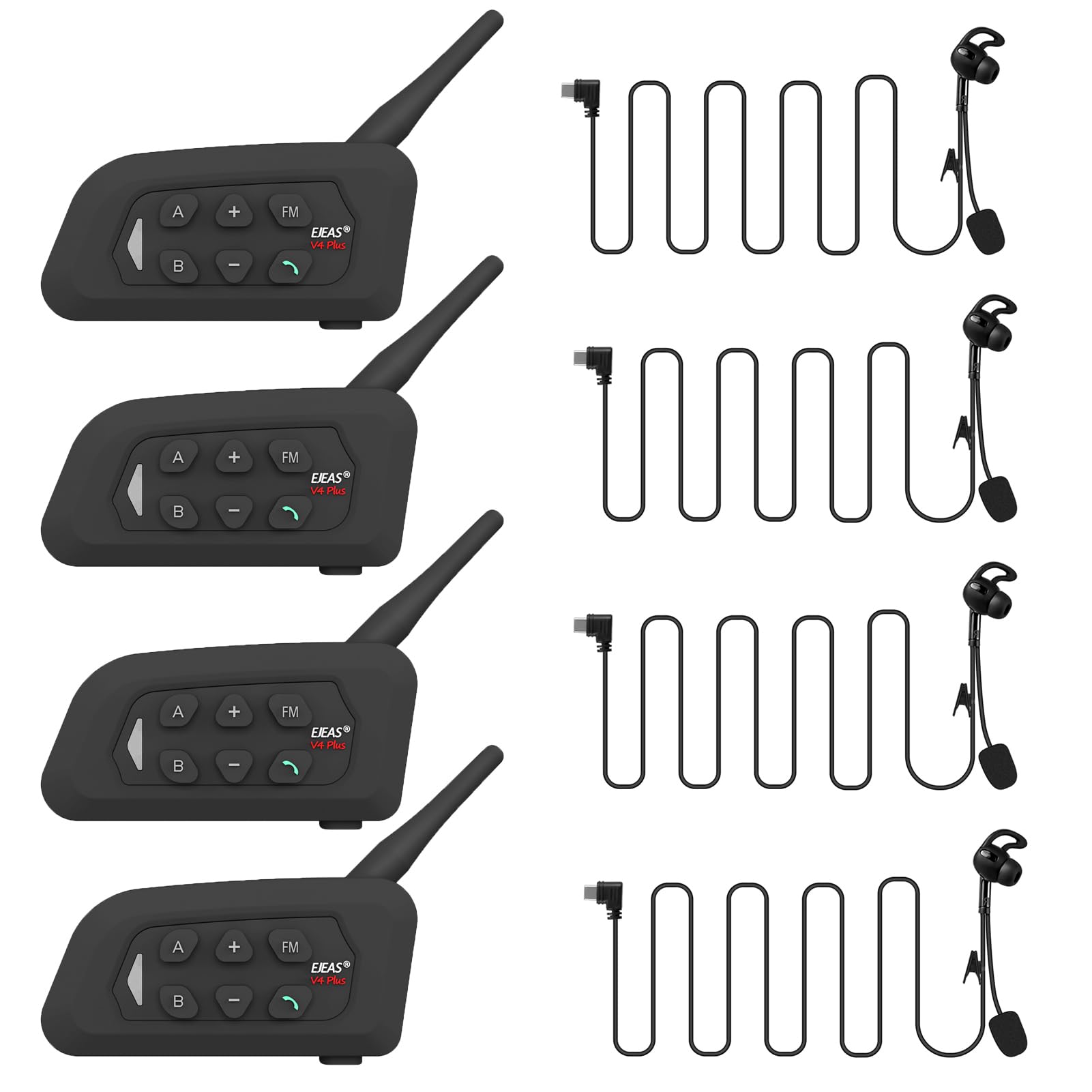 MIMIRACLE - Auriculares para árbitros para 4 personas, tipo C, oído derecho, sistema de comunicación profesional para árbitros con brazaletes para auriculares, intercomunicador Bluetooth para fútbol