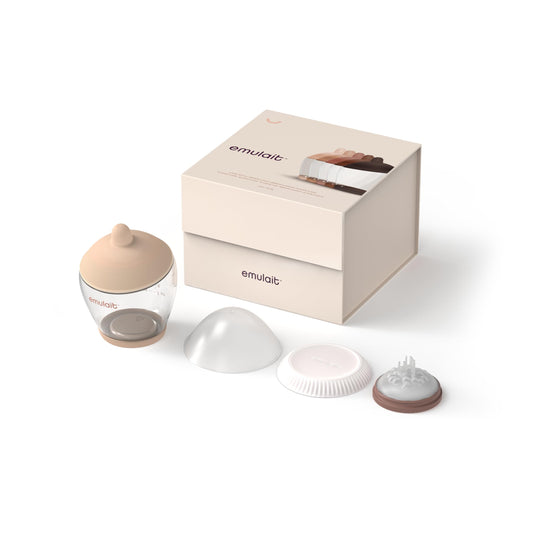 Biberón Emulait Clásico Beige con Válvula de Flujo Adaptable