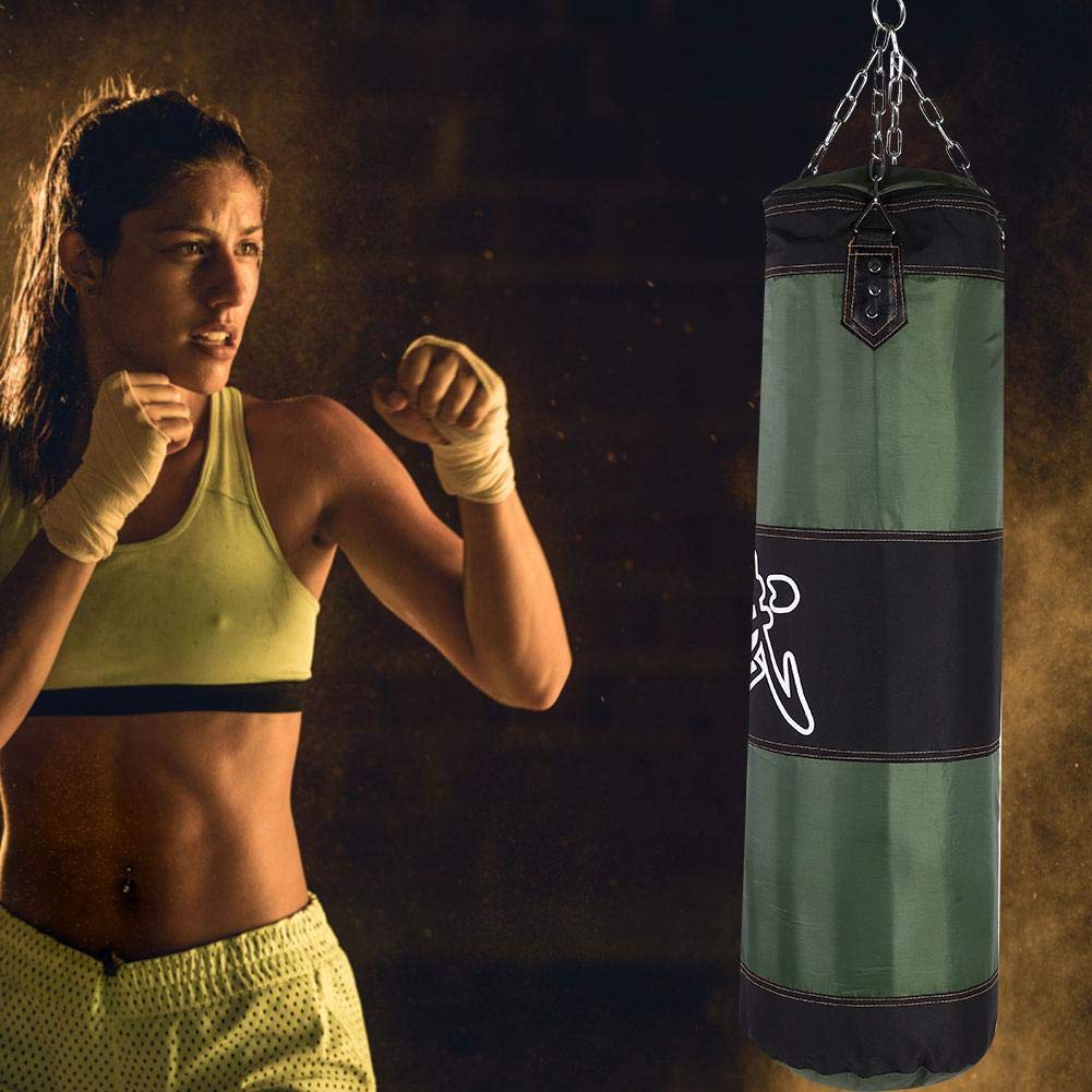 Alomejor Boxing Punch Bag Cadena Colgante Gancho de Techo Muay Thai Martial Arts Punzonar Heavy Bag Heavy Duty Saco de Boxeo con Cadenas para Entrenamiento de Boxeo Fitness Sandbag(1M-Verde)