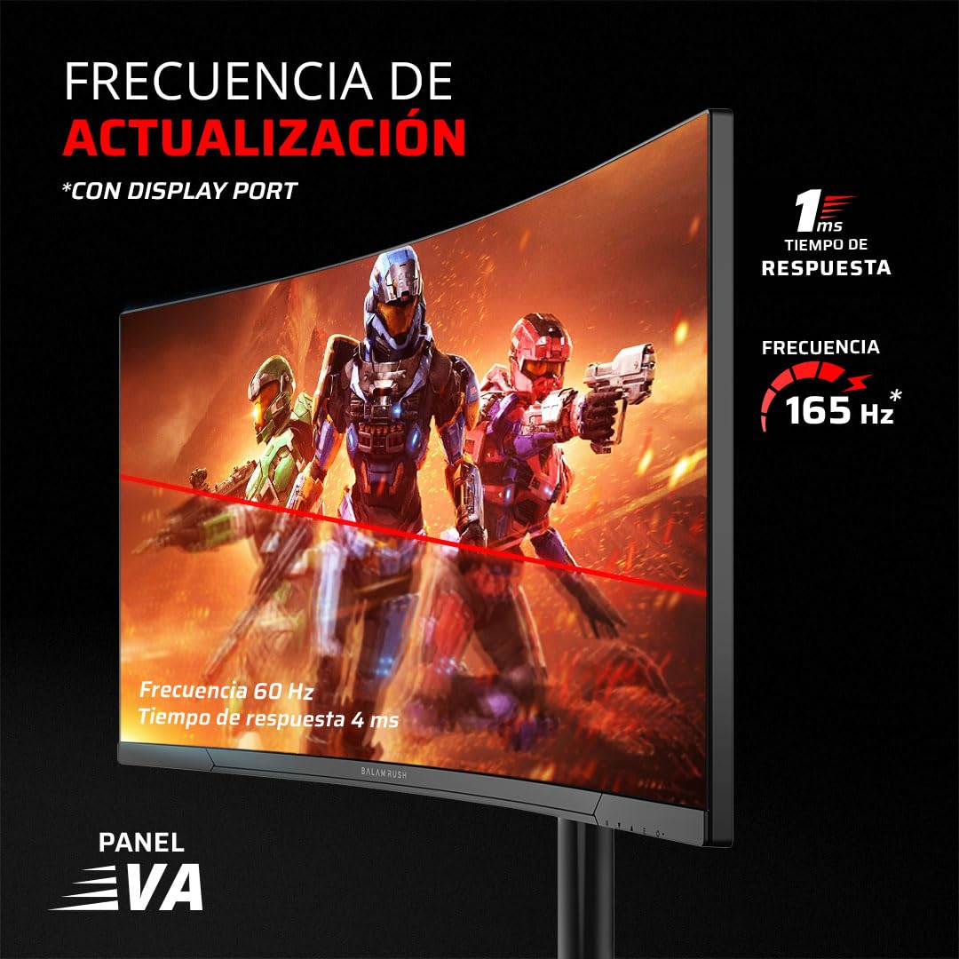 Balam Rush Monitor Gamer Curvo 34" 165hz / Extreme Earth Plus MGM34P / UWQHD R1500 / 1ms / Pip+PBP/F-Sync/G-Sync/Flicker -Free/HDR/Altura Ajustable / 2xHDMI 2.1 + 2xDP 1.4 + 3.5 mm/RGB/VESA 75mm