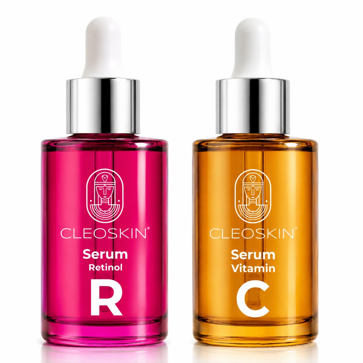 CLEOSKIN Kit Masajeador de Cuello con Fototerapia LED y EMS | Incluye 3 Serums Faciales (Vitamina C, Ácido Hialurónico con Niacinamida y Oro 24K, 30 ml c/u) | Antiedad, Hidratante y Reafirmante