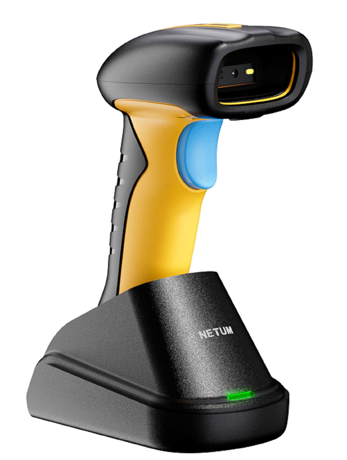 Escáner de Código de Barras NETUM Bluetooth Industrial Negro Mejorado con Protección contra Caídas y Base de Carga Inalámbrica de 2600 mAh 2D 1D manos libres