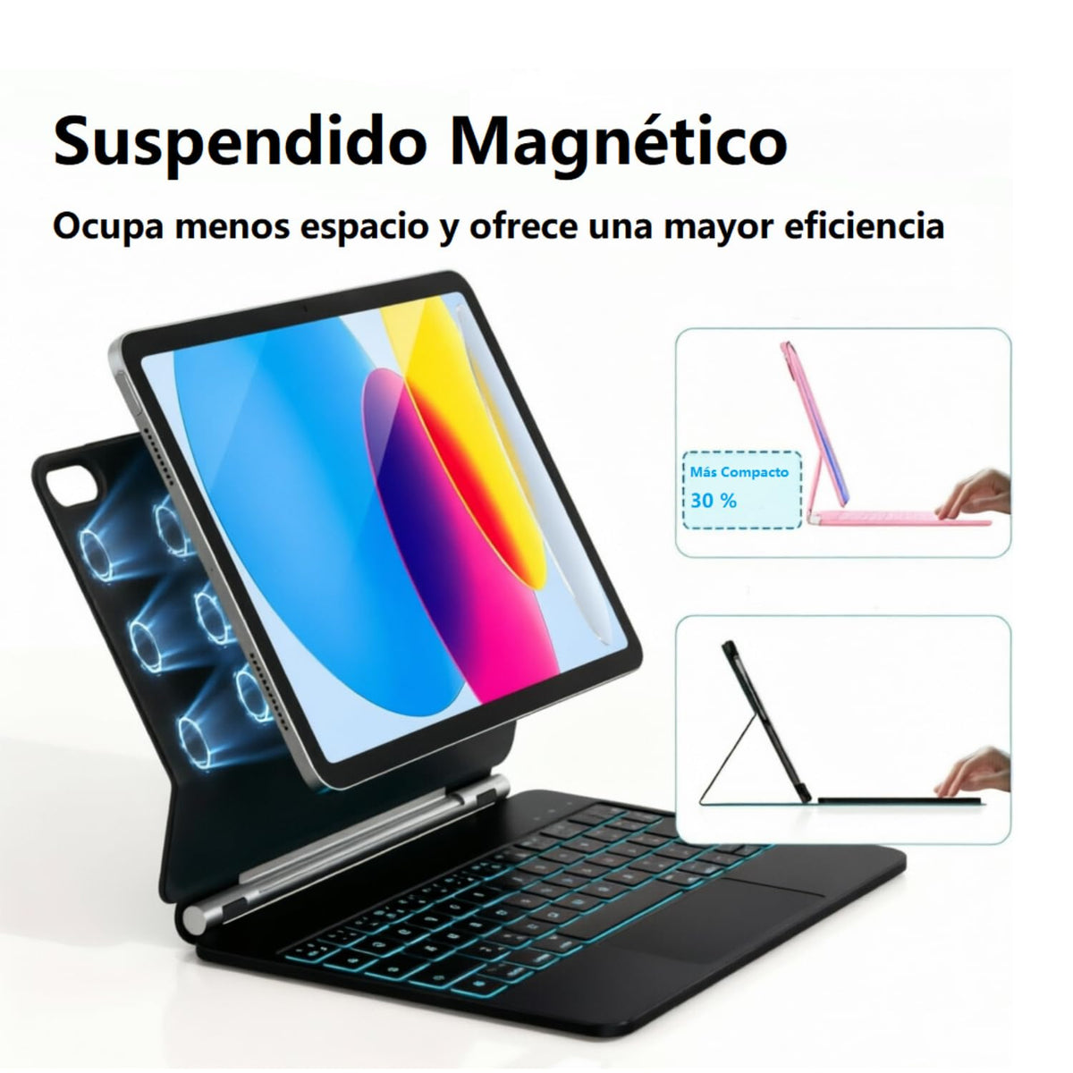 Teclado Magic MUINJOJM Negro Compatible iPad 11ª Generación y 10ª Generación