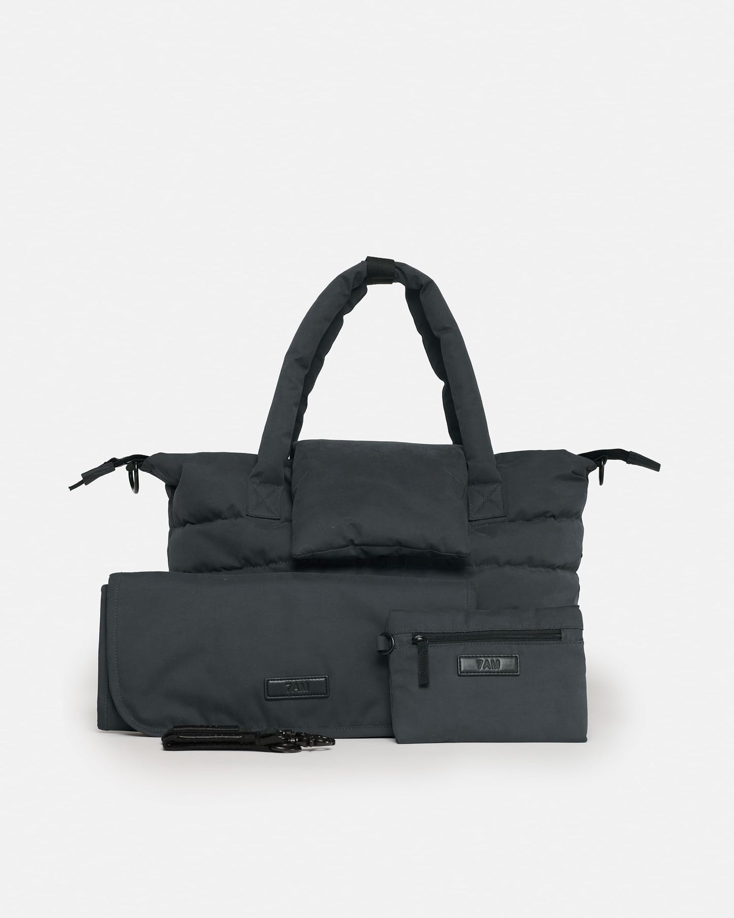 Bolsa de mano para mujer de las 7 a.m. – Impermeable Capri Crossbody y bolsas de pañales con cierre, incluye cambiador de pañales y 2 correas de carriola (ahumado)