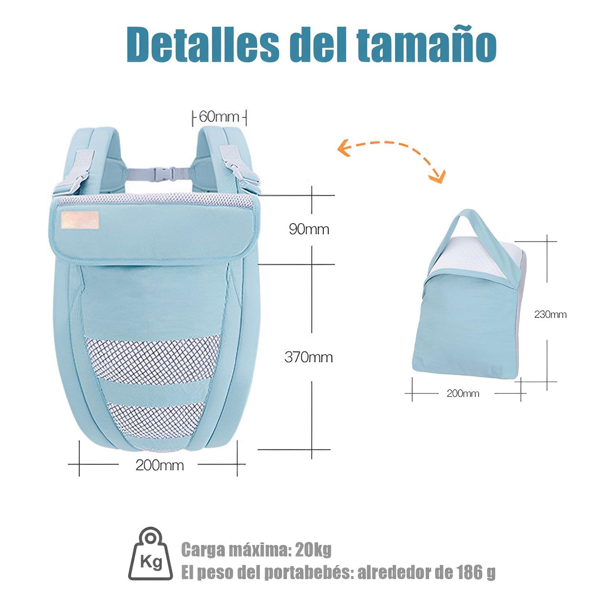 Cangurera para Bebe, Fular Ergonómico para Bebés de 0 a 36 Meses(Hasta 20 kg), Mochila Portabebés, Proteger la Cabeza, Portabebés de Algodón Ligero y Transpirable Ajustable