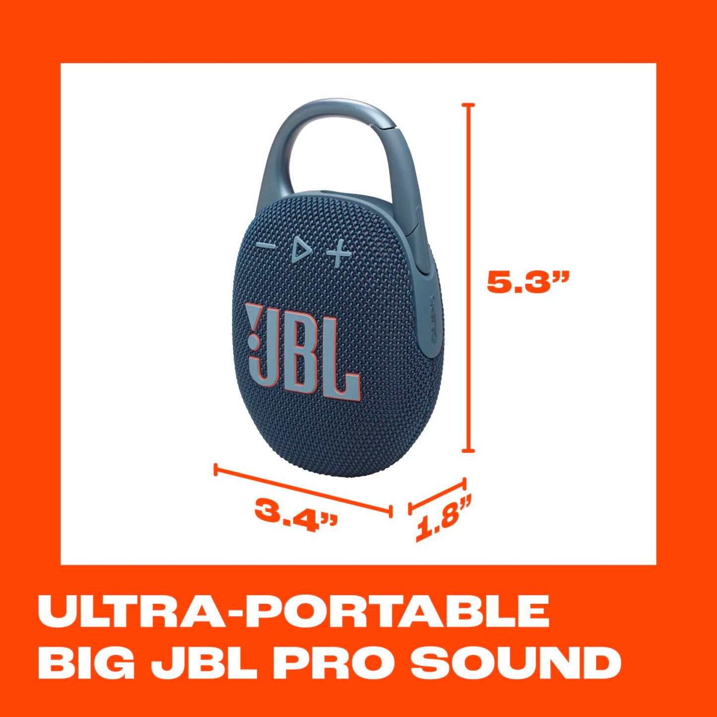JBL Clip 5 Bocina Portátil Bluetooth, 7W de Potencia, Reproducción 12 Horas, Resistente al Agua y al Polvo IP67 - Azul