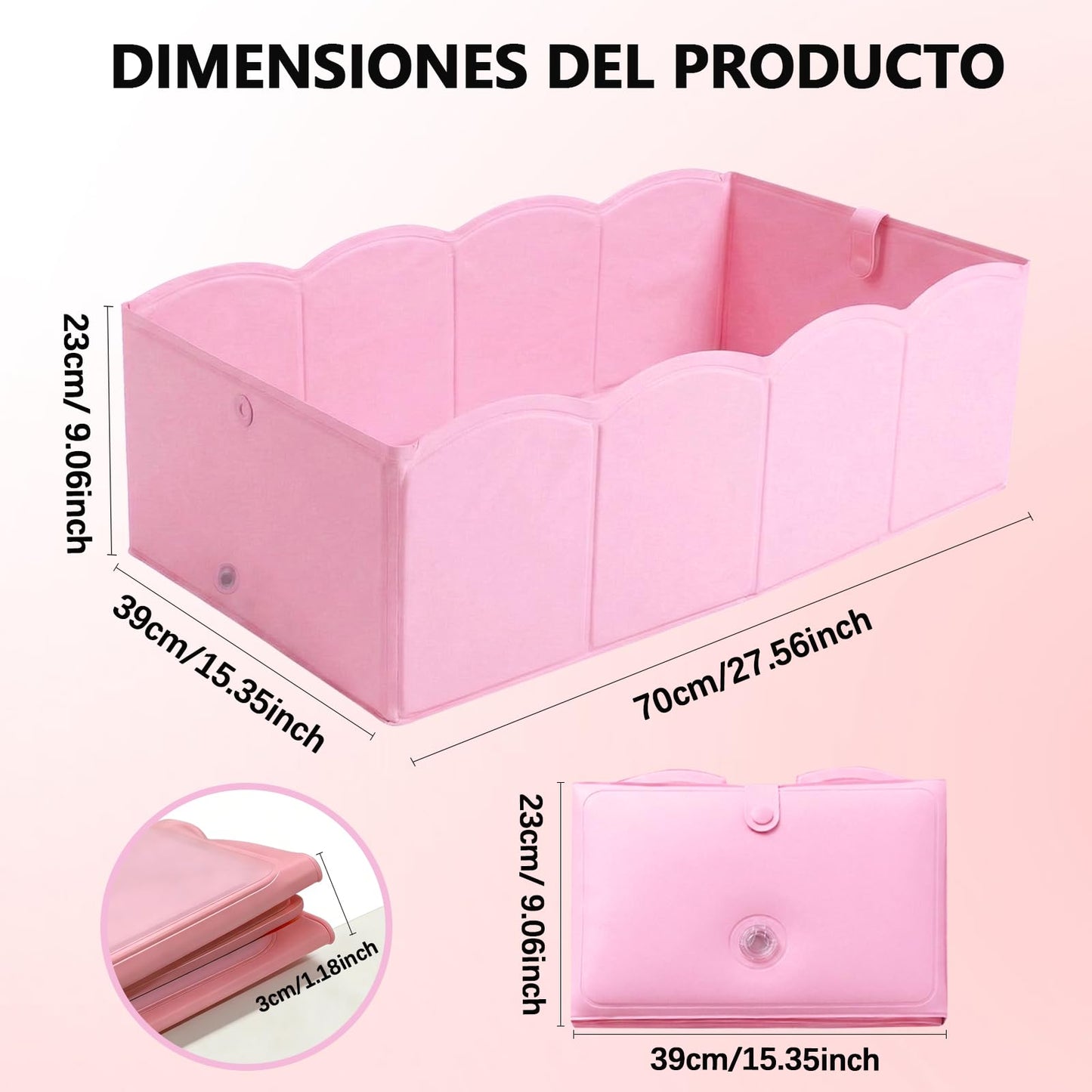 OVQZAW Bañera Plegable para Bebe, Tina Plegable para Bebe, 68 cm X 40 cmx 21 cm Tpu Impermeable con Tapón de Drenaje, Fácil de Limpiar, Duradero, para Niños Y Niñaspara Bebés de 6 A 3 Años