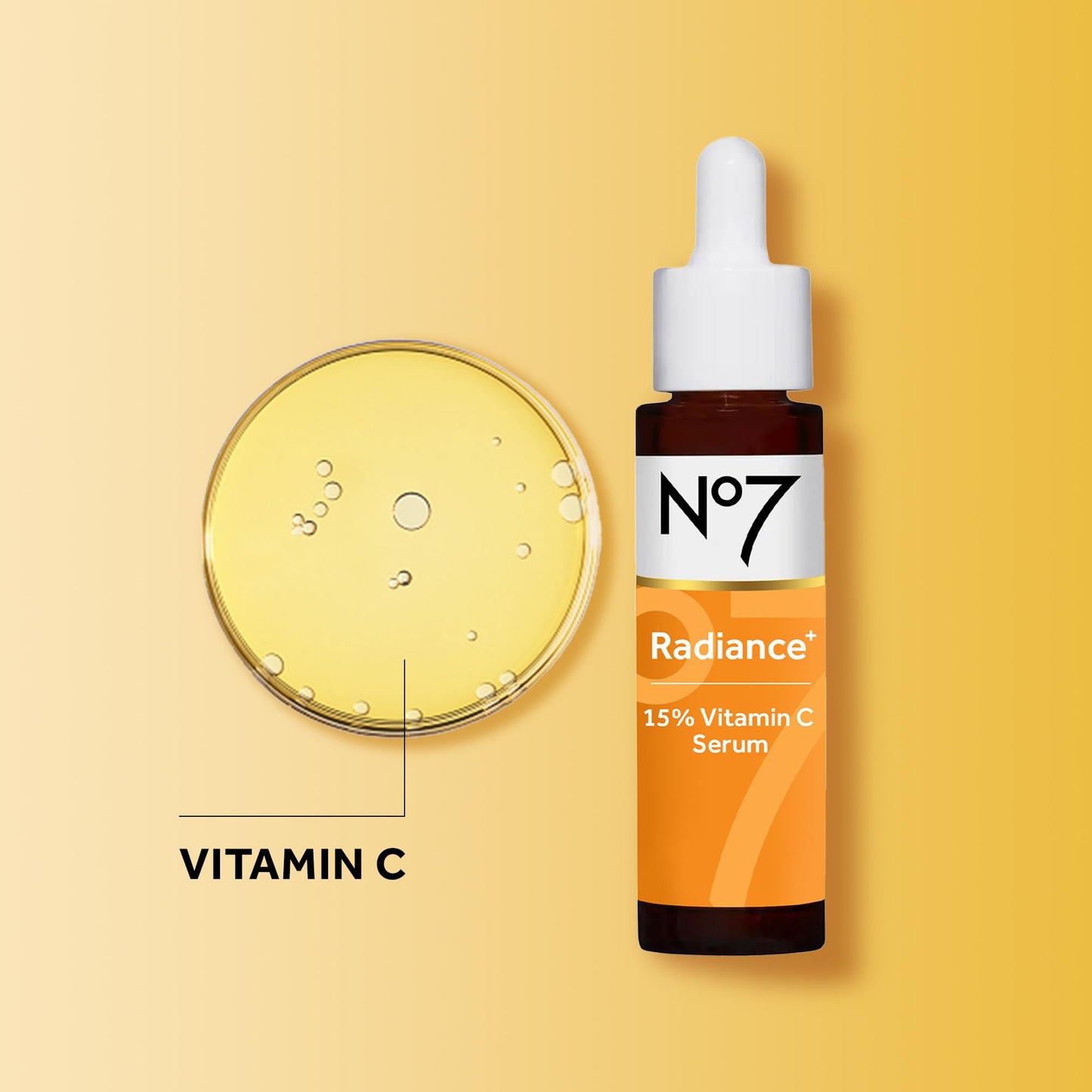 No7 Radiance+ 15% Vitamin C Serum- Vitamin C Glow Boosting Serum for Face - Anti Aging Facial Treatment for Dark Spots to Hydrate Your Skin (1 oz)