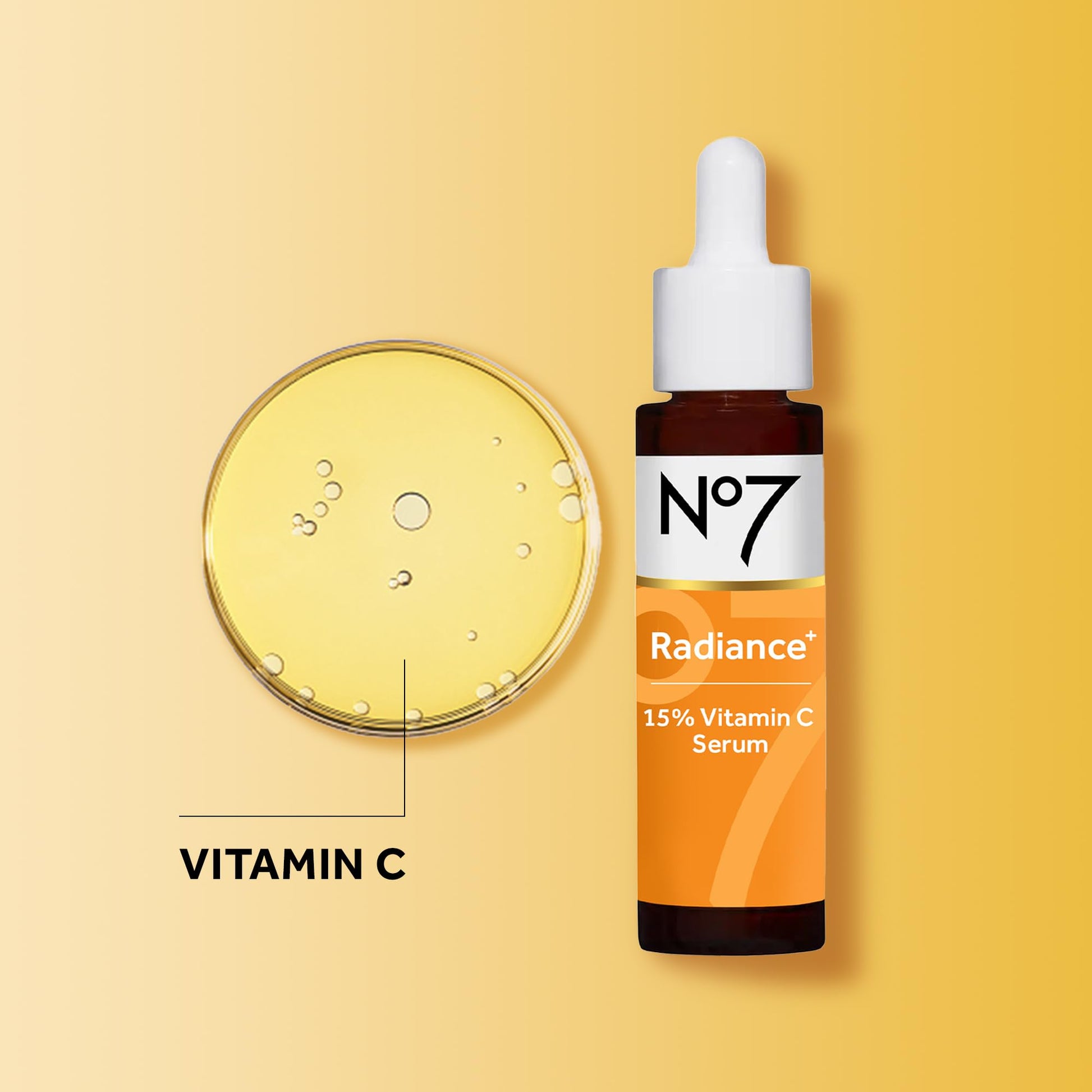 No7 Radiance+ 15% Vitamin C Serum- Vitamin C Glow Boosting Serum for Face - Anti Aging Facial Treatment for Dark Spots to Hydrate Your Skin (1 oz)