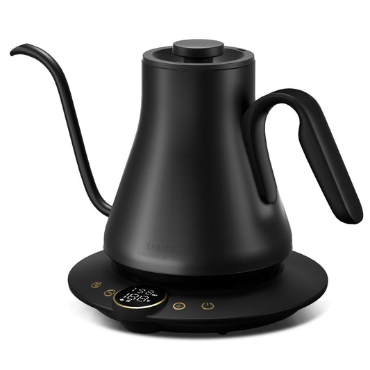 INTASTING Hervidor eléctrico de cuello de cisne, control de temperatura ± 0.5 °C, interior de acero inoxidable, calentamiento rápido, para verter sobre café o té, hervir agua, 0.9 L, negro