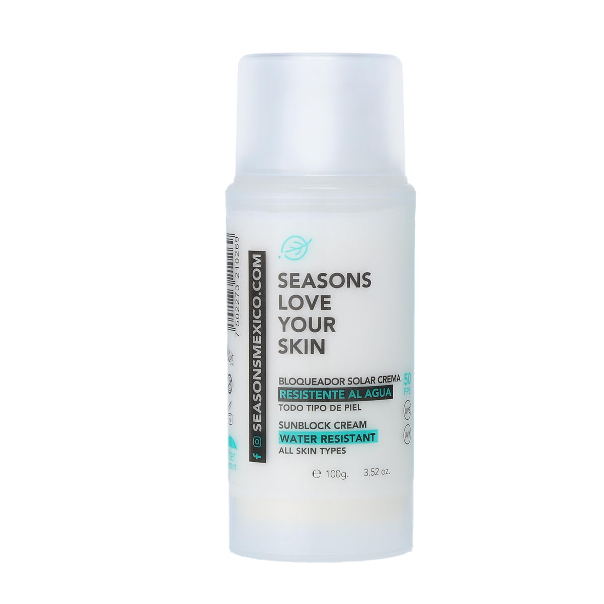 Bloqueador Solar Seasons Resistente Al Agua FPS50+ 100 ml para Mujer