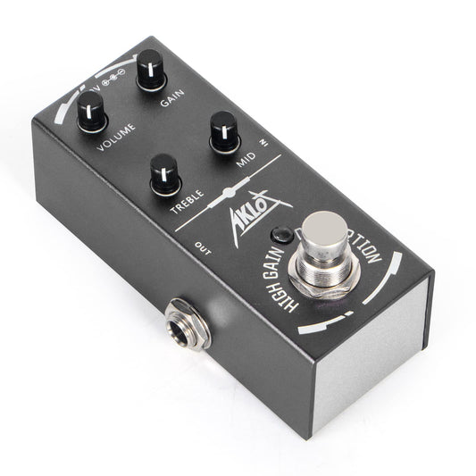 AKLOT Pedal de guitarra de distorsión de alta ganancia, mini pedales de efectos eléctricos tipo único DC 9V True Bypass