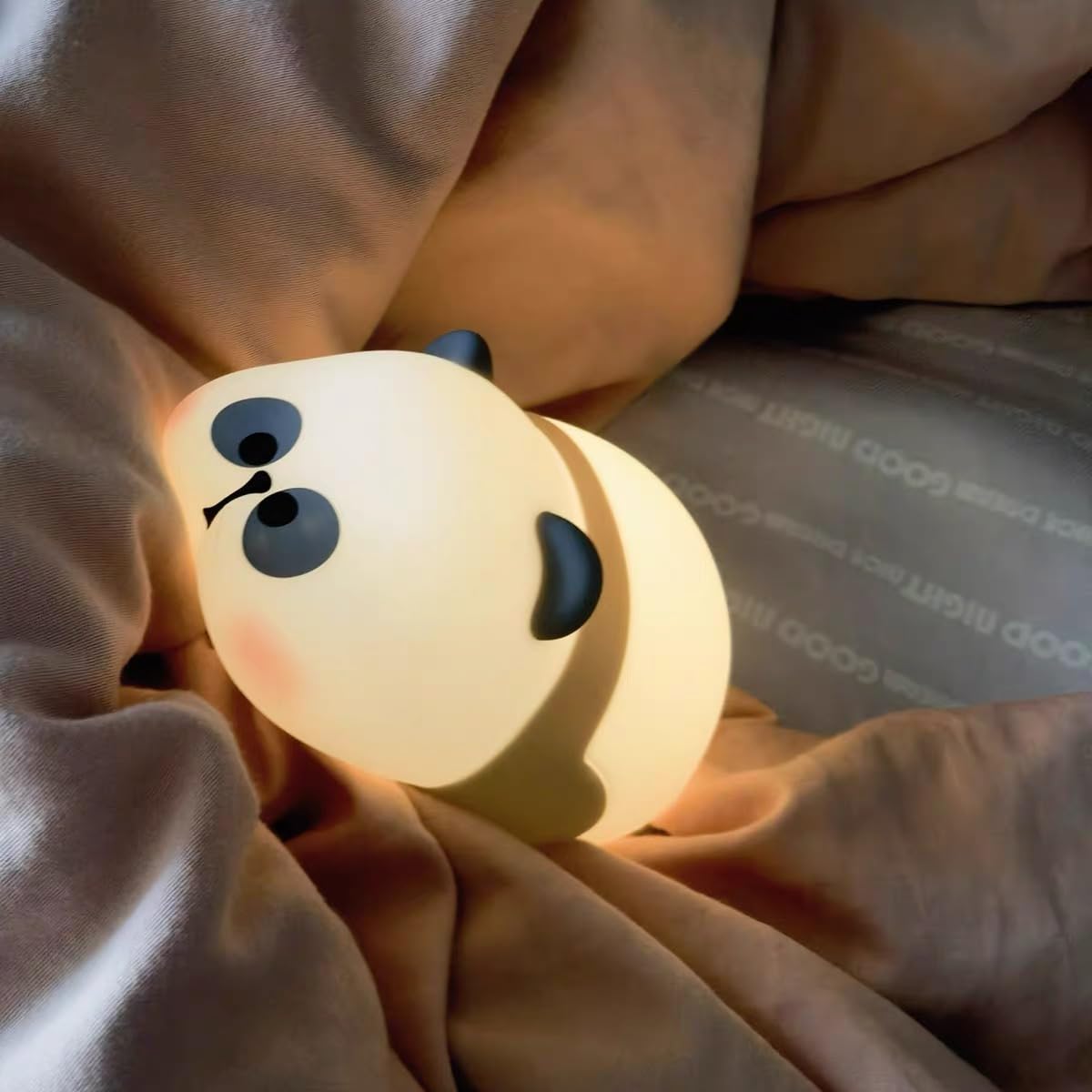 KUAEAY Luz de Noche de Pan-da para Bebé, Silicona Luz Nocturna Infantil, Lampara USB Recargable Portatil para Niños Habitación,3 Regulación, Linda Luz Nocturna para Dormir Lactancia, Decoración