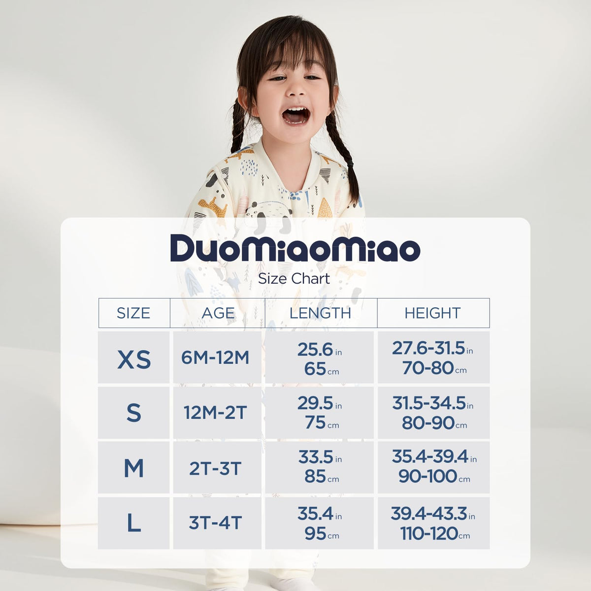Duomiaomiao - Saco de dormir unisex para bebé, 3.5 TOG, 100% algodón, saco de dormir para niños pequeños de invierno con pies, cierre de 2 vías para caminantes tempranos