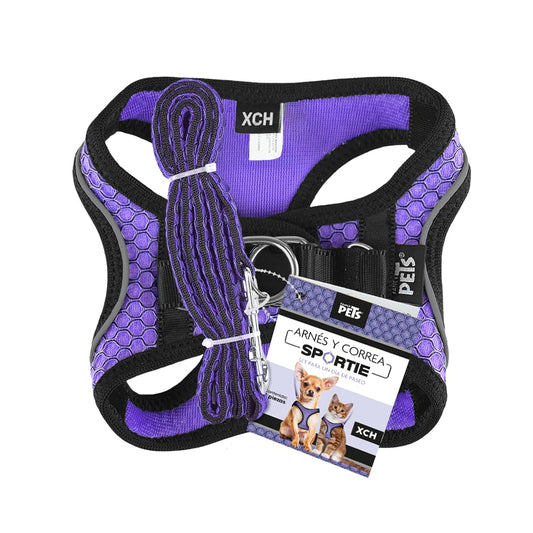 Set Arnés y Correa Fancy Pets Violeta Sportie para Perro Tamaño ExtraChico
