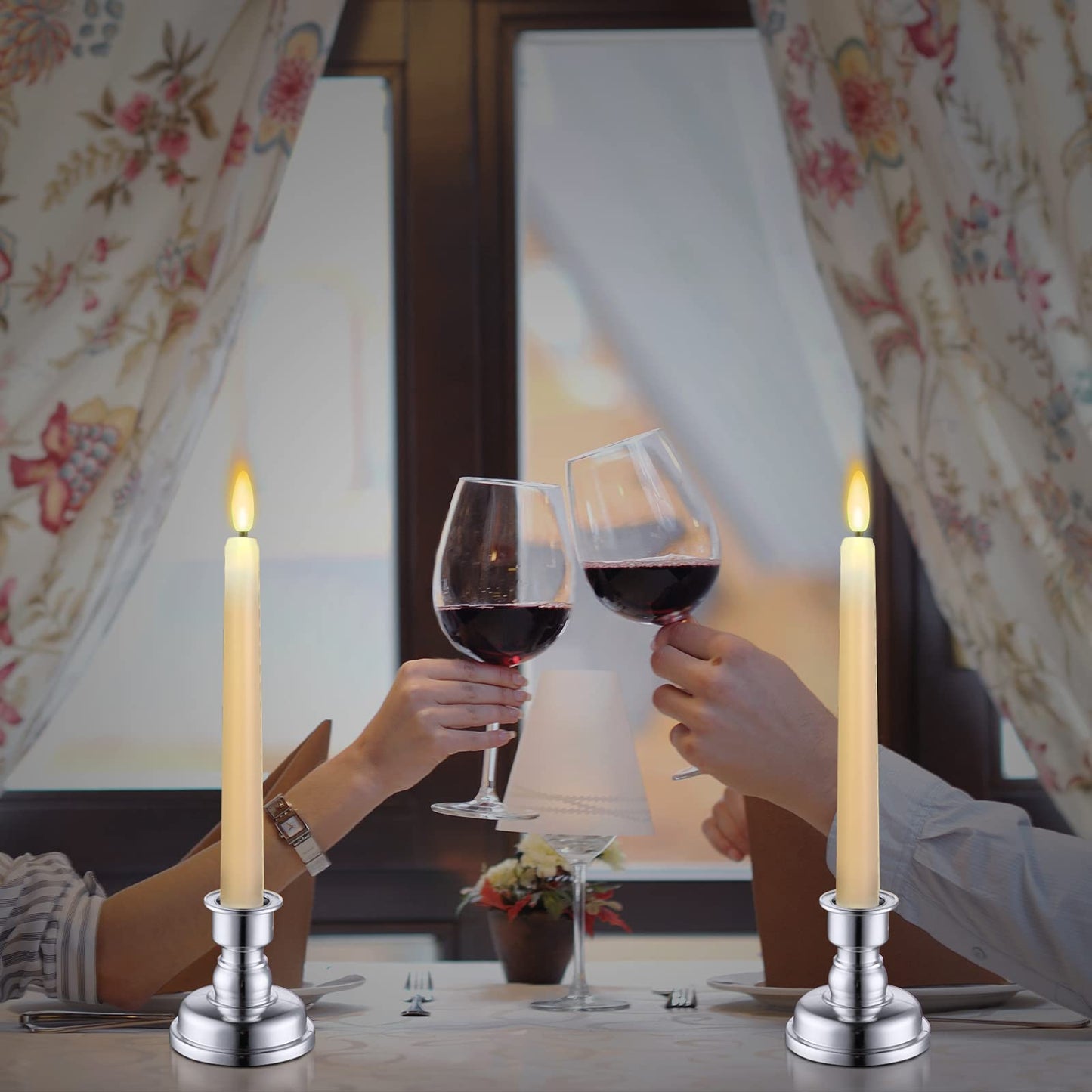 Juego de Velas LED 3D MIXALY Marfil con Temporizador Remoto y Candelabros Extraíbles