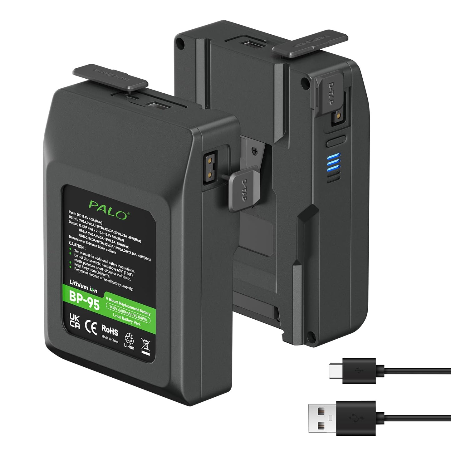 Baterías de Montaje en V Recargables Li-Ion Compatibles con Sony HDCAM XDCAM para Videocámara de Transmisión