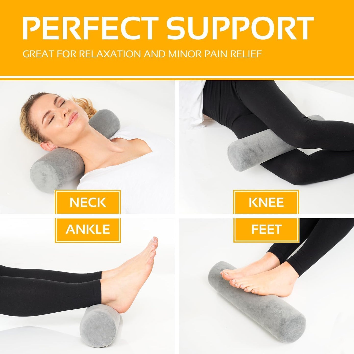 AllSett Health - Almohada de Espuma viscoelástica para Cuello Cervical, Refuerzo, Soporte de Cuello Redondo para Dormir | Almohada para Cama, piernas, Espalda y Yoga