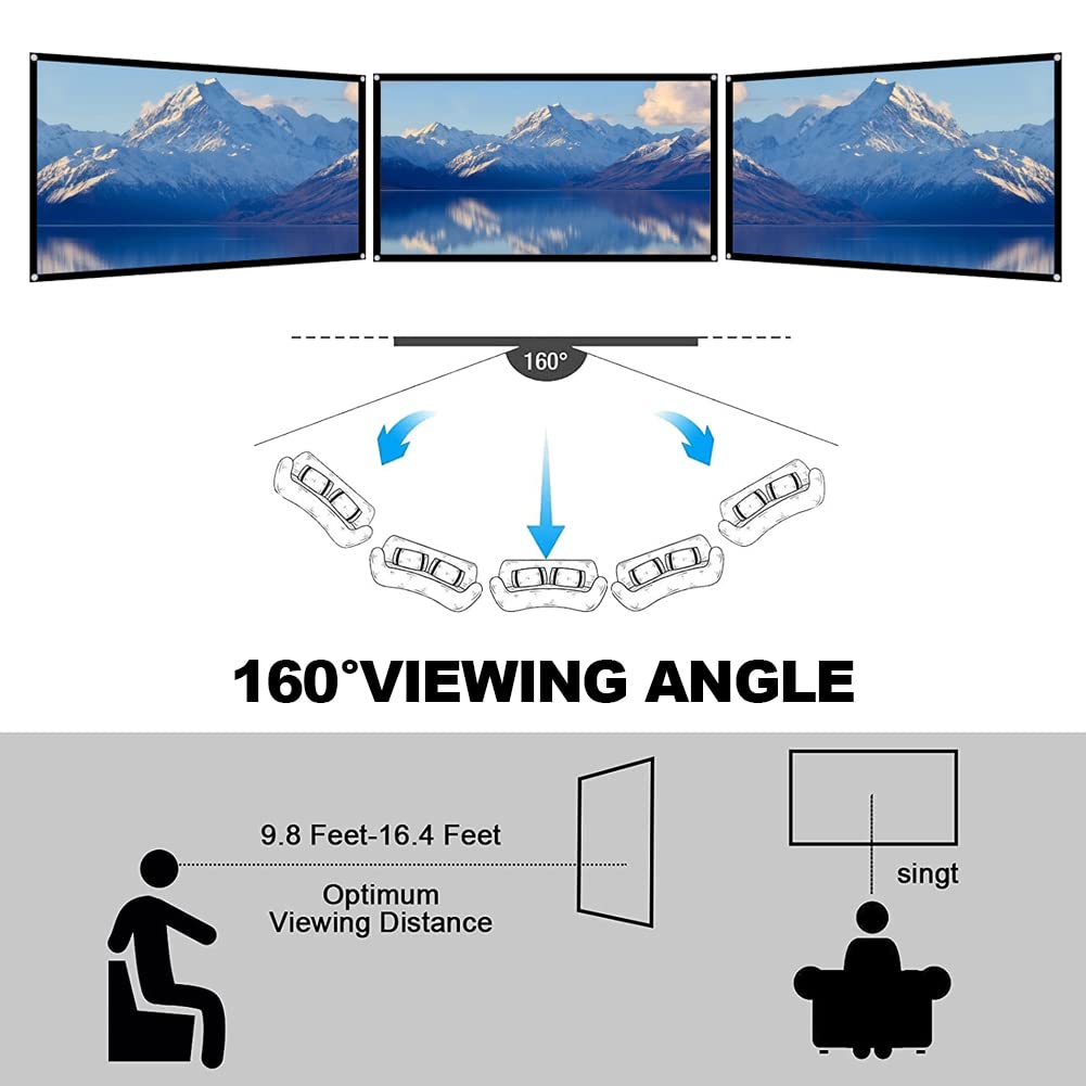 visualización de proyector de 60 pulgadas, visualización de proyección de video pequeña de 16:9 HD plegable antiarrugas, visualización de proyección de video portátil 4:3 para interiores y exteriores