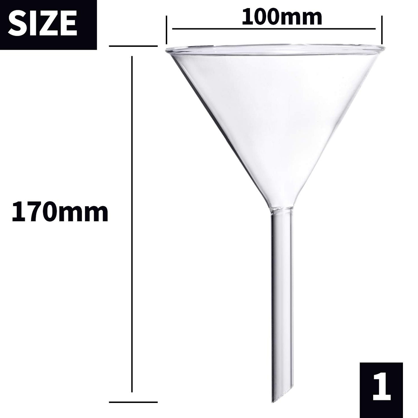 Juego de Embudos de Vidrio Young4us Transparente de Borosilicato para Laboratorio