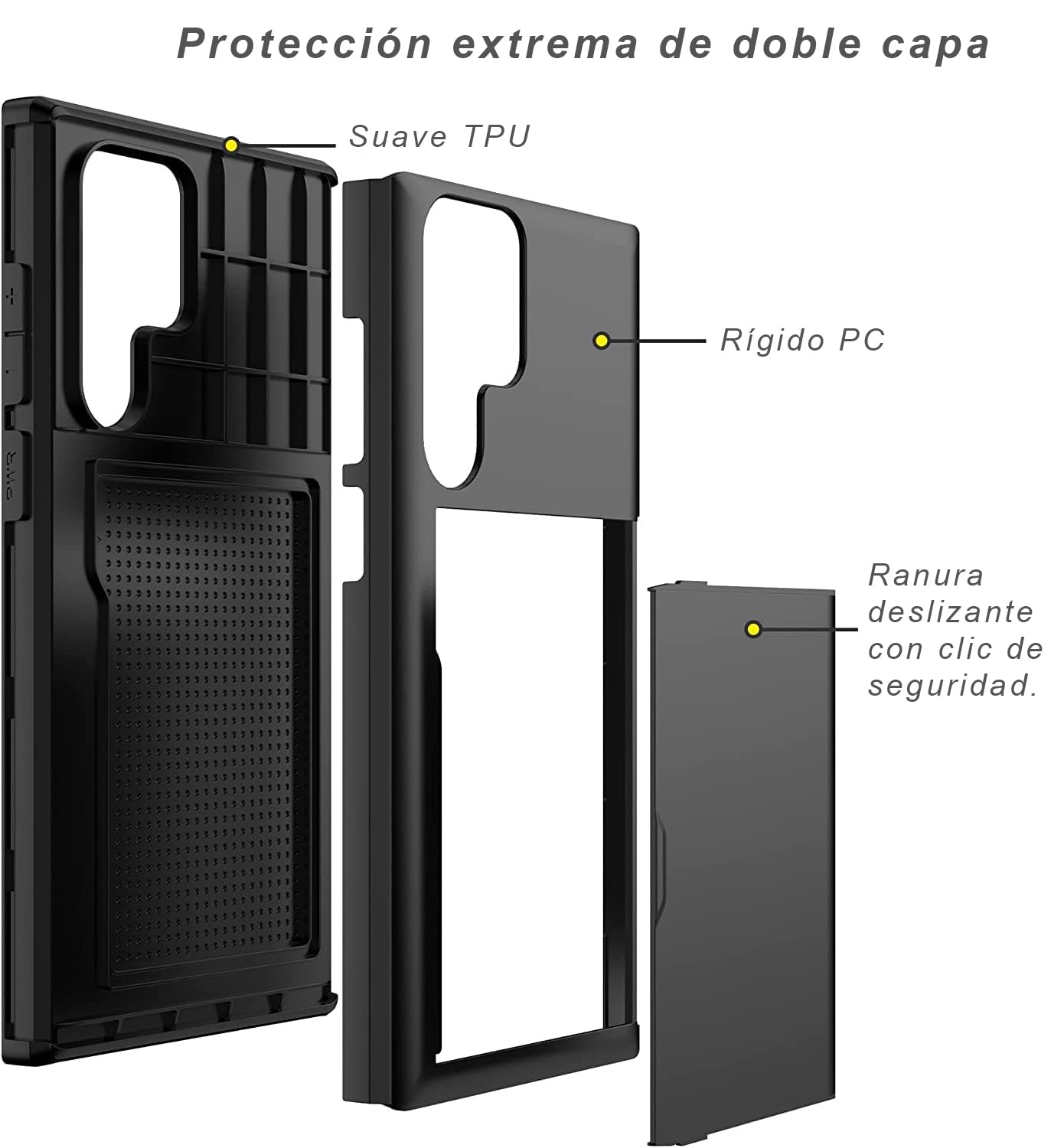 Funda para Samsung Galaxy S22 Ultra Noguez negro con Ranura Oculta para Tarjetas Resistente a Golpes