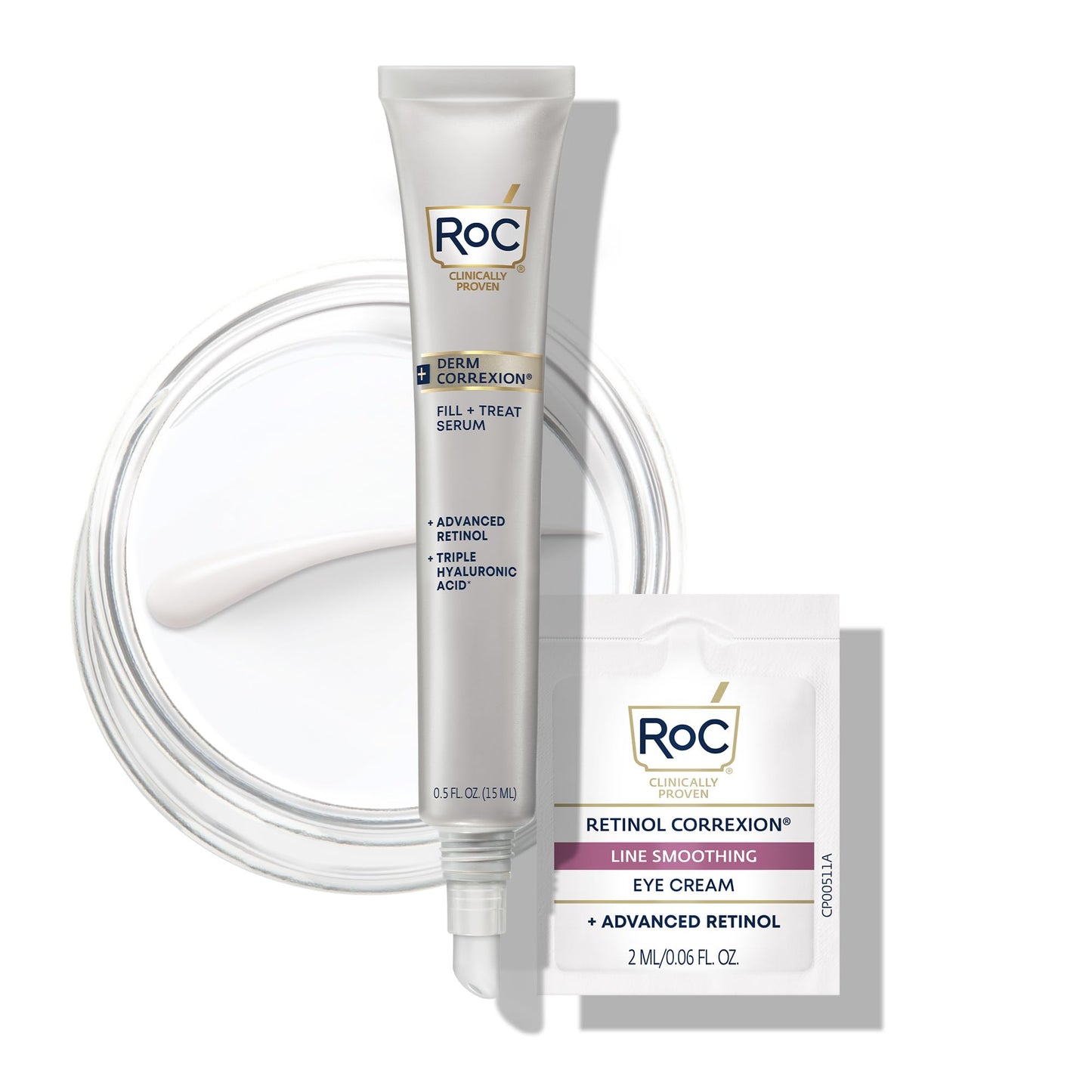 RoC Derm Correxion Fill + Treat Advanced Retinol Serum, Wrinkle Filler Treatment with Hyaluronic Acid for Forehead Wrinkles, Crow's Feet, Eleven Wrinkles, and Laugh Lines, 15ml