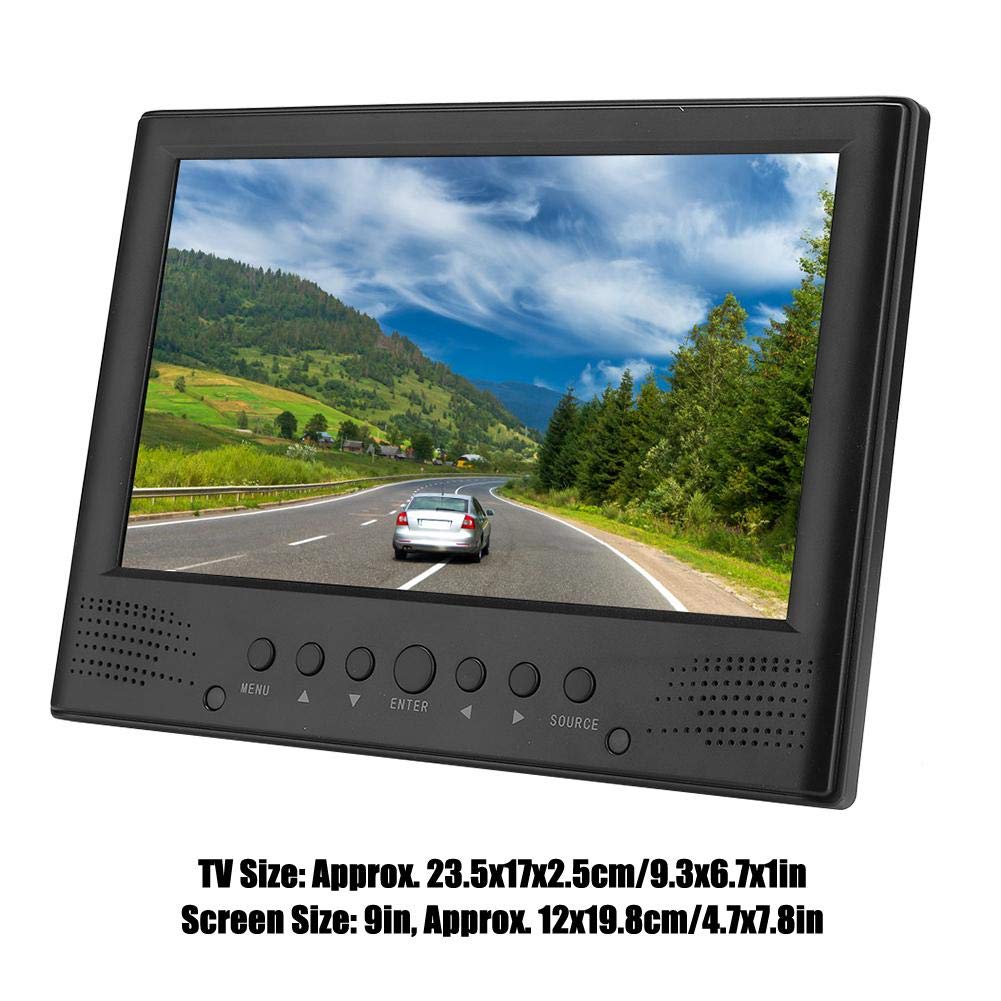 S erounder TV Digital portátil, 9 Pulgadas 16: 9 LED 1080P de Mano ATSC Reproductor de televisión de TV Digital para Coche con Cargador de Coche de 12 V y Soporte para Cocina de Dormitorio