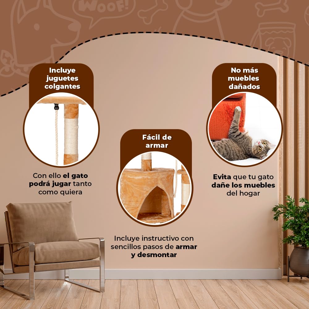 Mueble con Escalera y Hamaca Fancypets para Gato 96 cm