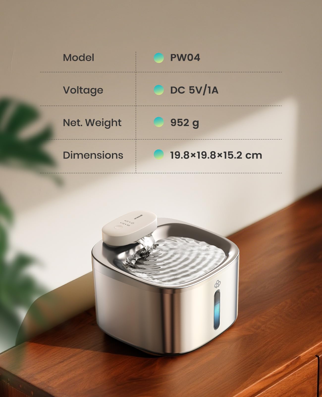 Fuente de Agua Inalámbrica oneisall Acero Inoxidable con Filtros de Repuesto para Gatos en Interiores