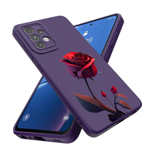 Threehao Funda para Samsung Galaxy A52 Case Uso Rudo, Ultra Delgado Flexible Silicona Púrpura Carcasa con Aesthetic Dibujos Flores, Antigolpes Anti-arañazos Protectora