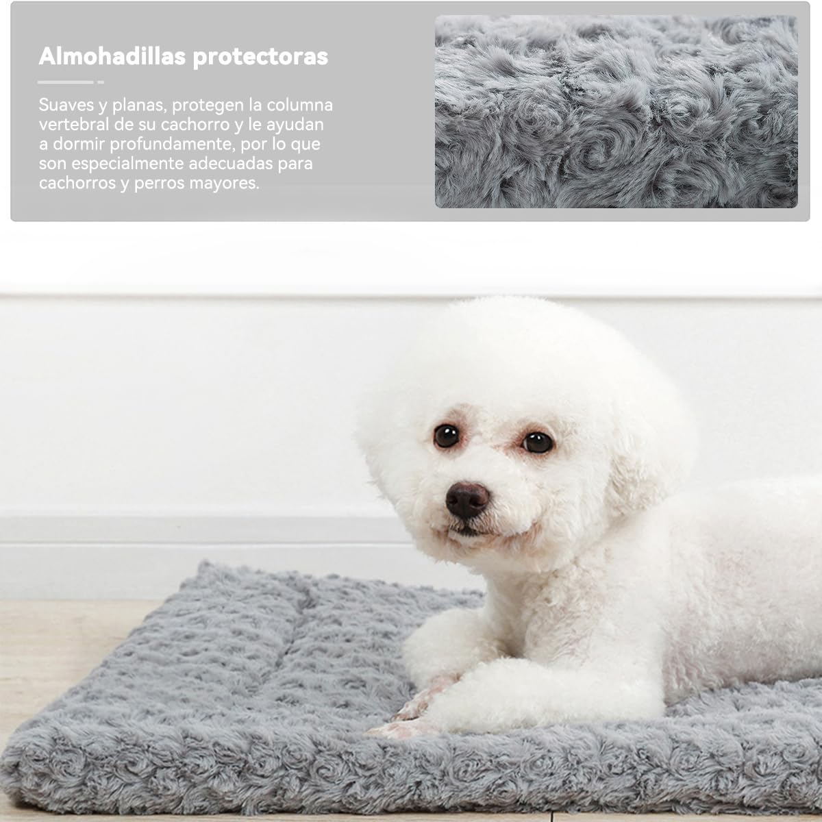 MADELALU Cama para Perro Mediano, Soft Wear Esponjosa y Acogedora, Lavable, Tapete para Mascota, Adecuado para Jaula (Gris, 60x40cm)