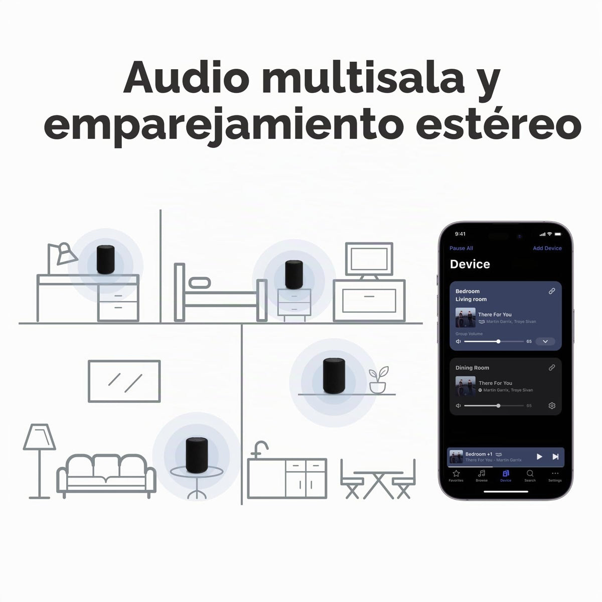 Altavoz Inalámbrico Multiroom Audio Pro Negro Montable Alta Fidelidad Bluetooth WiFi Compatible AirPlay 2 Google Cast Siri App Spotify Tidal