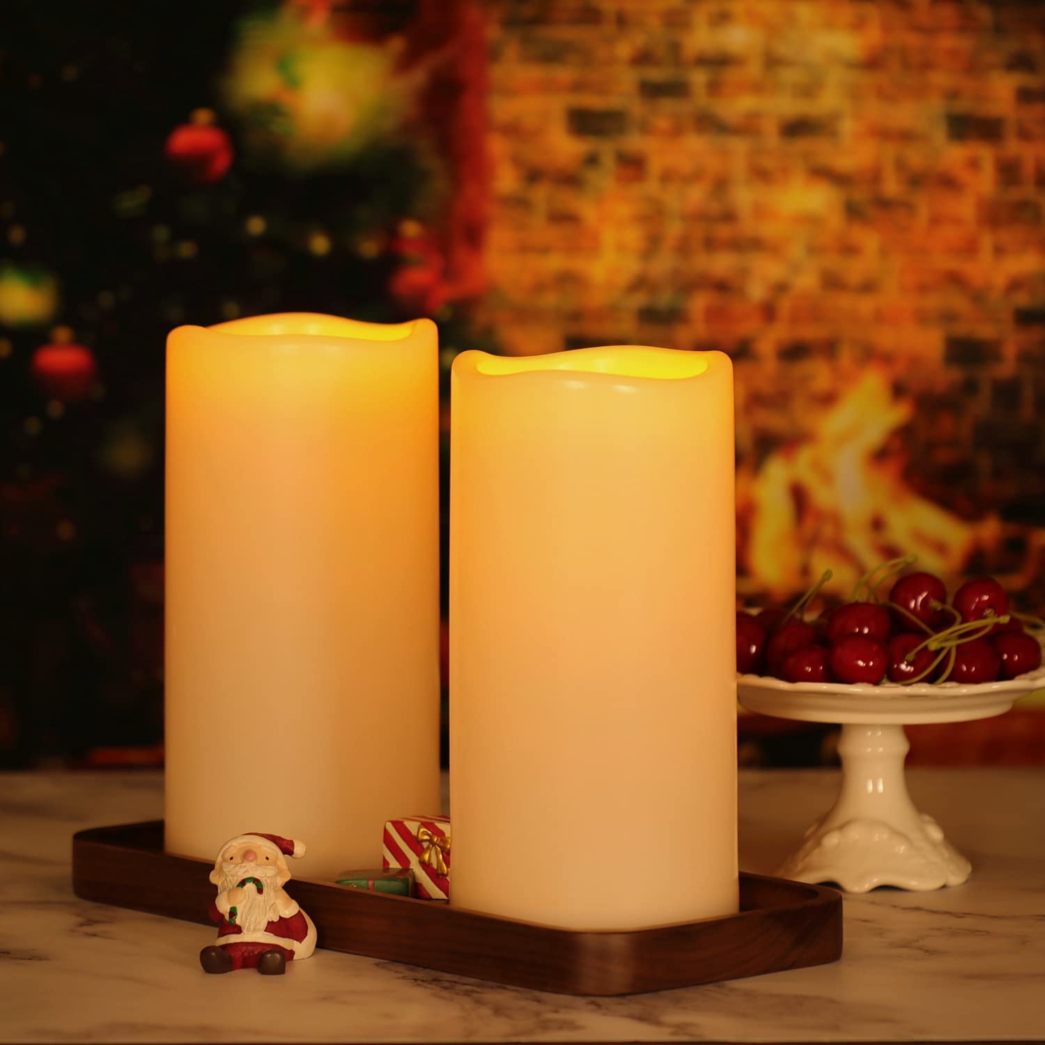 Juego de Velas LED OWLZOO Blancas Impermeables con Temporizador y Sin Llama 8x4 Pulgadas Resistente y Duradero