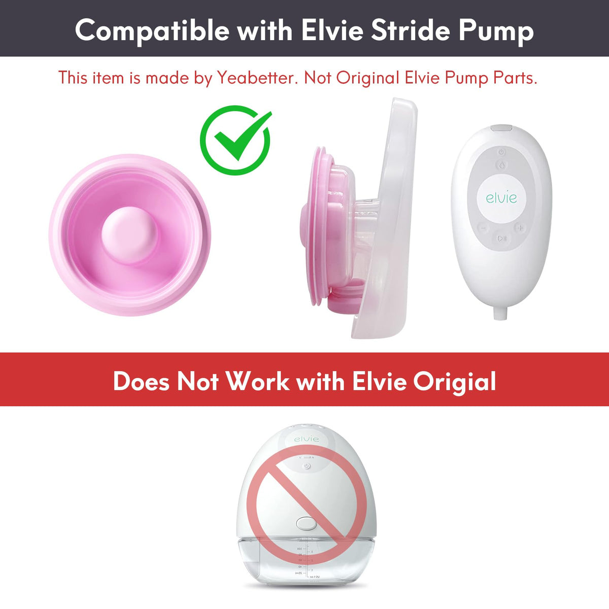 Yeabetter - Paquete de 3 sellos de bomba compatibles con el extractor de leche Elvie Stride, diafragma Elvie Stride, membrana de silicona, para almacenamiento de leche materna y accesorios de