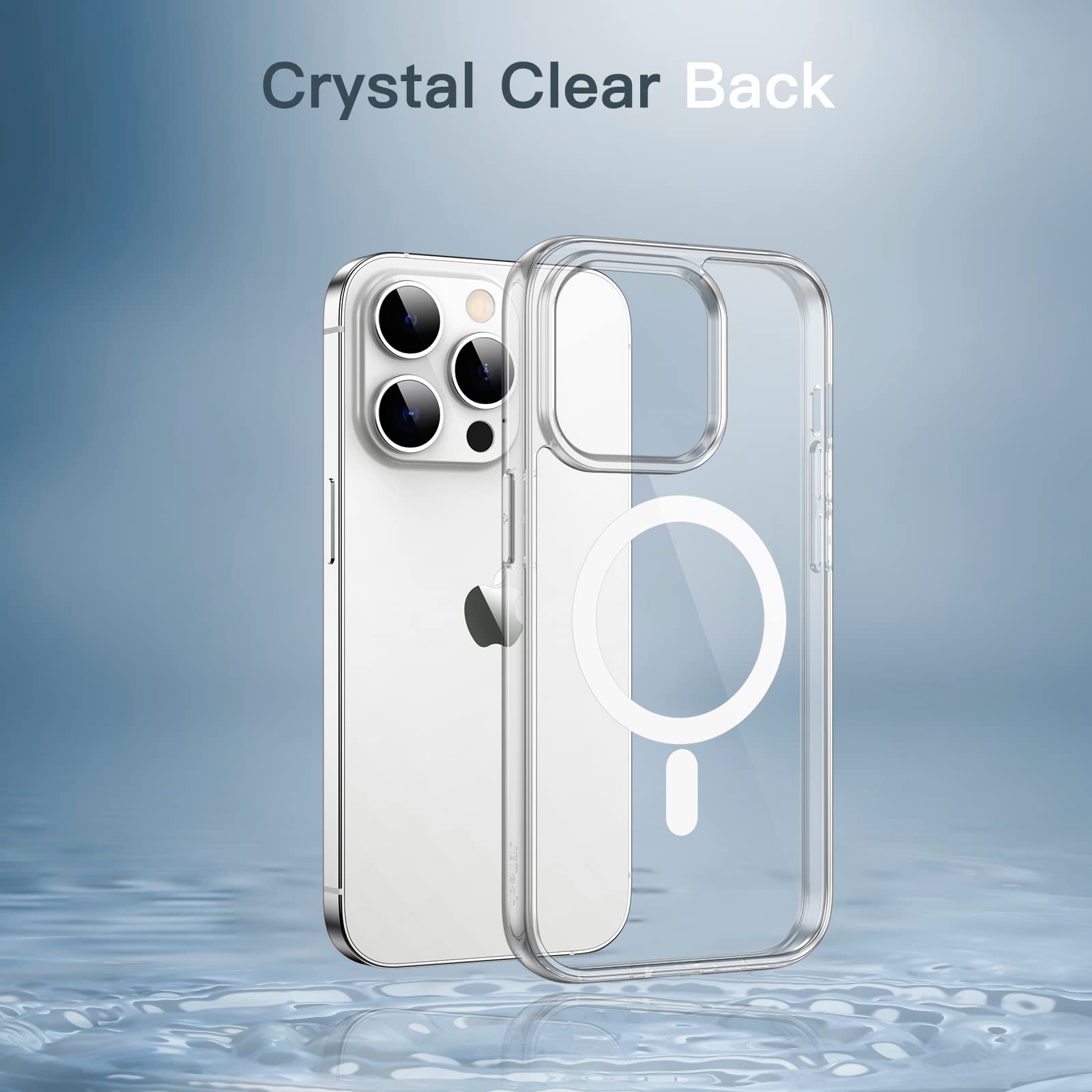 JETech Funda Magnética para iPhone 13 Pro 6,1 Pulgadas Compatible con MagSafe Carga Inalámbrica, Carcasa Antigolpes, Parte Trasera Transparente Anti-Arañazos (Transparente)