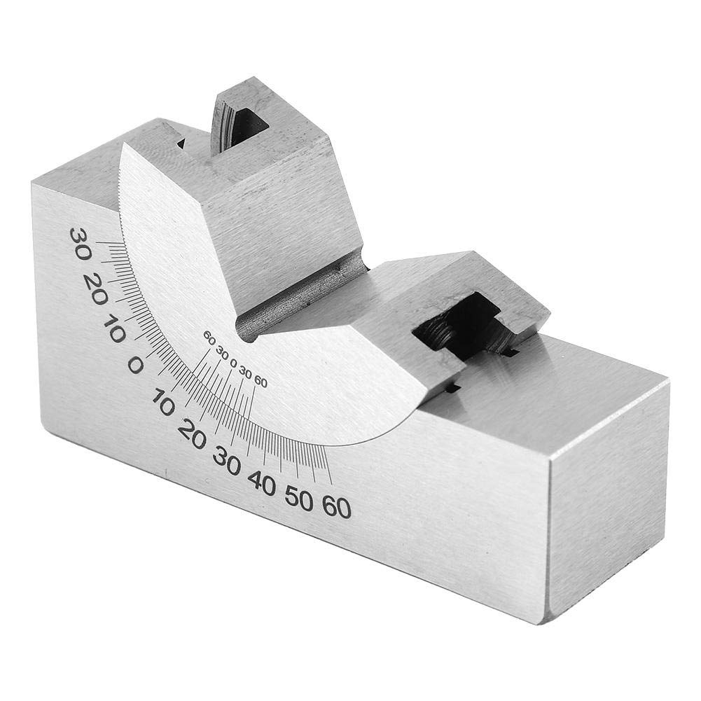 Bloque de ángulo en V ajustable, Configuración de micro fresado de alta precisión Medidor de ángulo de acero inoxidable, para ajustar el ángulo de la fresadora Planchadora Taladro de columna Amoladora
