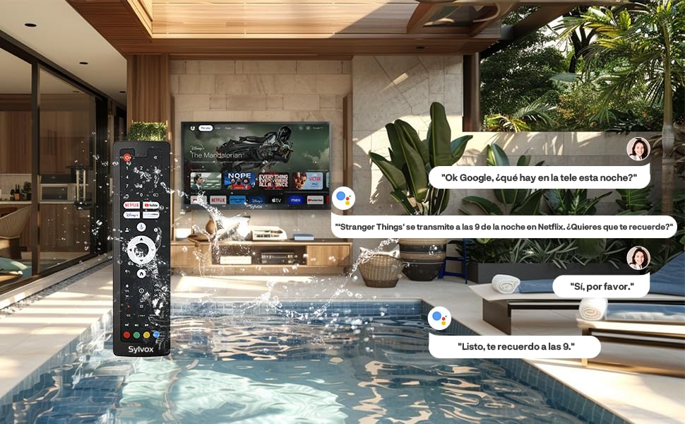 SYLVOX - TV para Exteriores de 55 Pulgadas, Smart TV para Sol Directo, 4K, 2000 nits, IP55 Impermeable, Última Versión de Google TV con Dolby Atmos (Pool Pro 2.0)