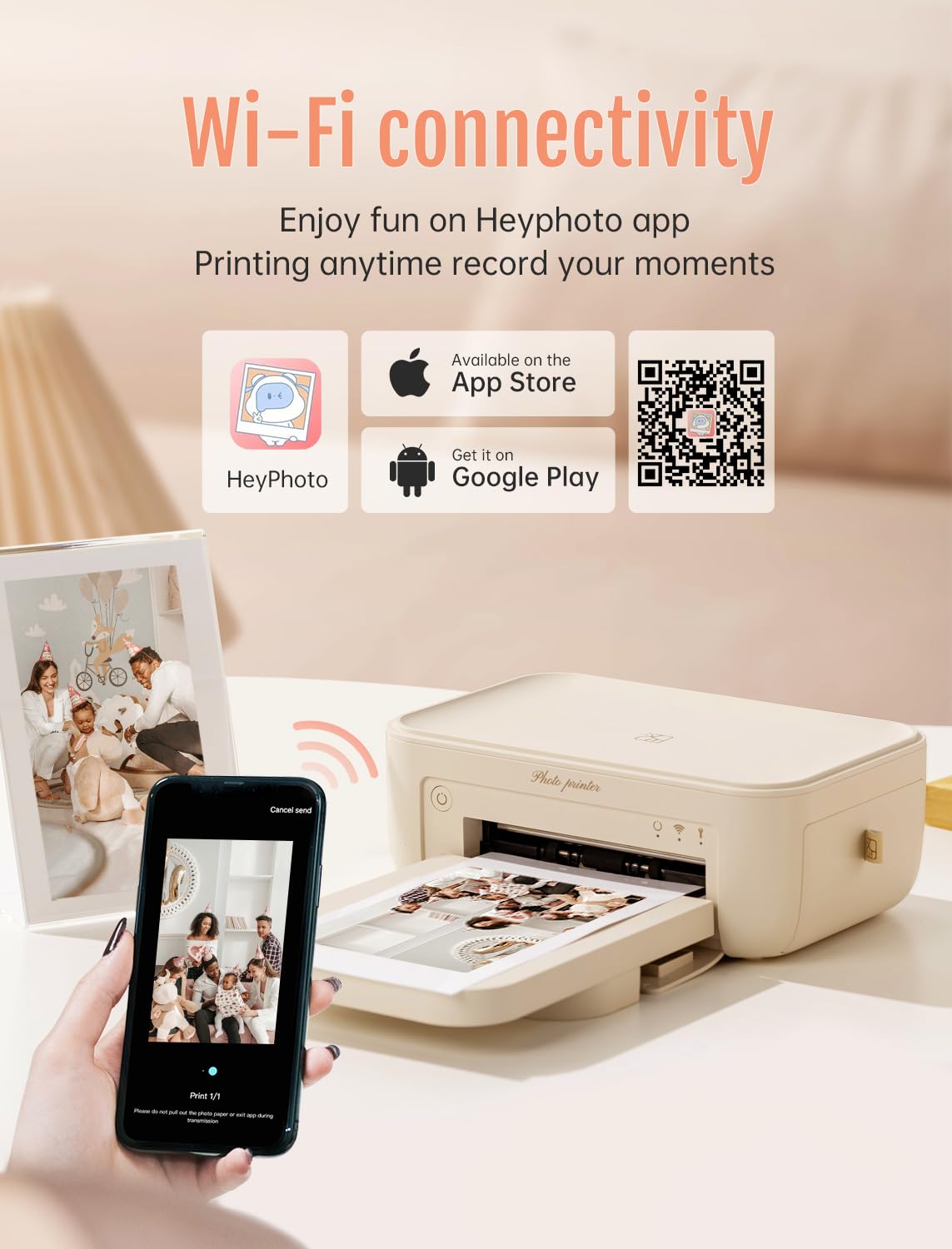 Impresora fotográfica HPRT 4x6, + 20 hojas y 1cinta, impresora de imágenes instantánea inalámbrica Wi-Fi para iPhone, Android, smartphone, sublimación térmica de tinte, impresión de video AR