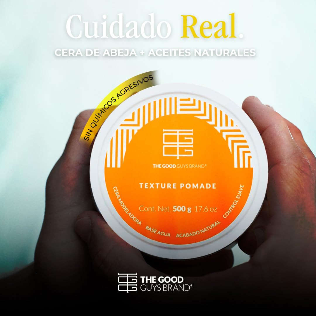 Texture Pomade: Cera para Cabello Hombre | Fijación Suave | Pomada para Cabello hombre - Brillo Natural | Ideal para Look Natural y Texturizado | Productos para el Cabello | THE GOOD GUYS BRAND (500g)