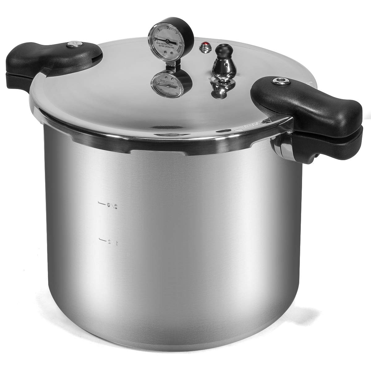 Barton - Olla de presión de 22 cuartos de galón con estante, compatible con inducción, olla de vapor pulida de 22 cuartos de galón
