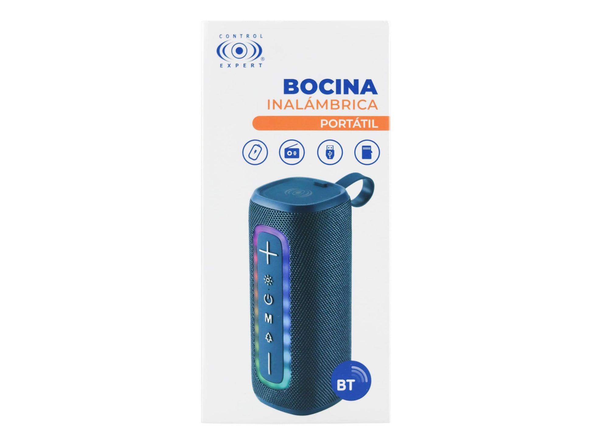 CONTROL EXPERT Bocina Bluetooth, Portátil, Puerto USB, Sonido Estéreo (Azul)