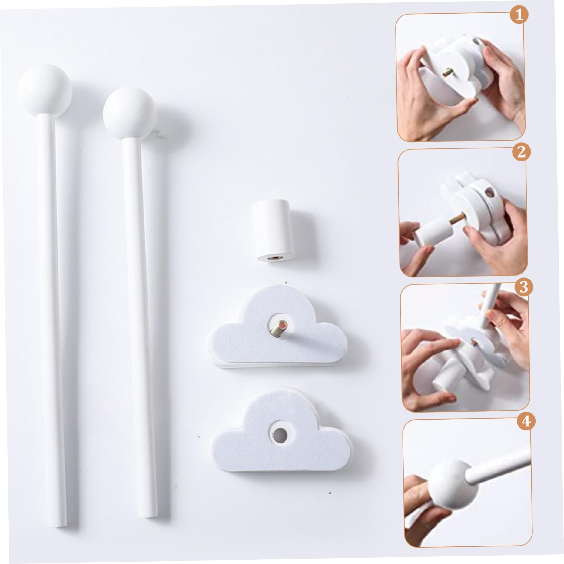 Brazo móvil para cuna, cuna de bebé brazo móvil 27.17 pulgadas Diseño de nube de madera soporte ajustable ajustable lindo timbre de la cama de la cama sopor del colgador de viento